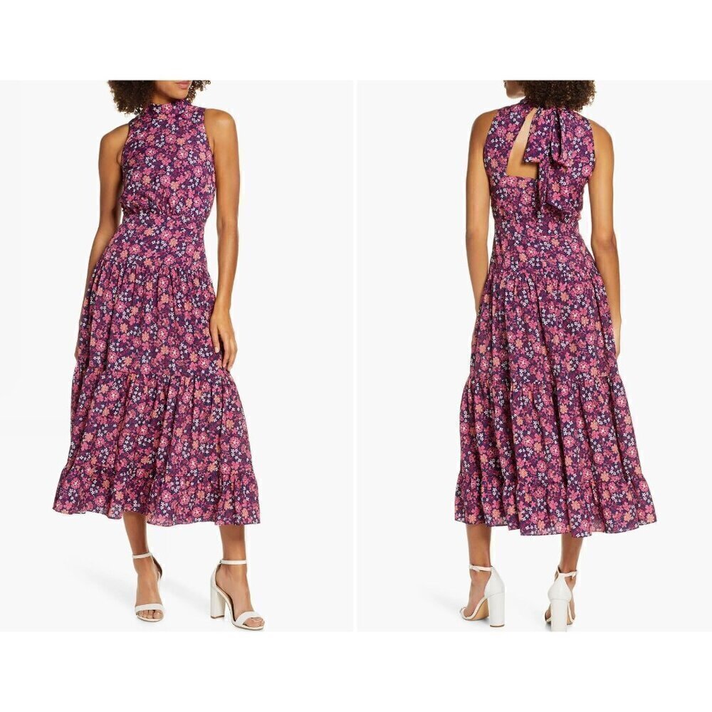 New Chelsea28 Size 2 Floral Print Halter Neck Midi Dress